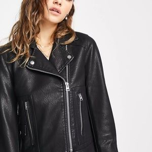 Topshop faux leather jacket in black